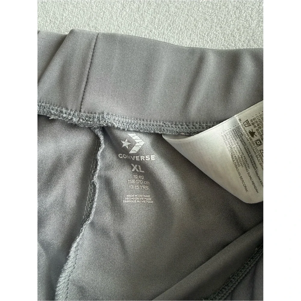 Converse Girls XL Grey Purple Velvet Side Stripe Athletic Leggings A089-G3A